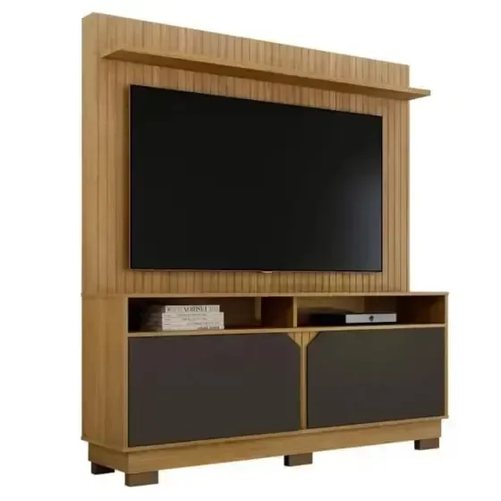 Home para Tv até 55" 2 Portas Painel Frisado Cinamomo Grafitte - Berlim - 3