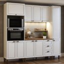 Ver imagem 1 de Cozinha Completa Americana 10 Portas 3 Gavetas MDF 230cm Branca com Ébano