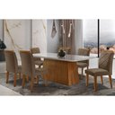 Ver imagem 1 de Sala de Jantar Completa Luna Tampo Madeirado C/ Vidro Curvo 180x90 e 6 Cadeiras Melissa Imbuia -