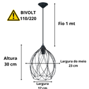 Ver imagem 2 de Pendente para Teto Ferro Luminária Aramado