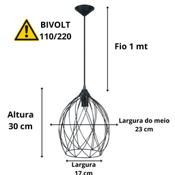 Pendente para Teto Ferro Luminária Aramado - 2