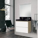 Ver imagem 1 de Conjunto para Banheiro com Espelho, Gabinete e Lavatório em Porcelanato com Cuba Esculpida 80cm 