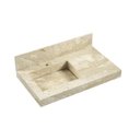 Ver imagem 5 de Conjunto para Banheiro com Espelho, Gabinete e Lavatório em Porcelanato com Cuba Esculpida 80cm Branco/Travertino