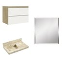 Ver imagem 2 de Conjunto para Banheiro com Espelho, Gabinete e Lavatório em Porcelanato com Cuba Esculpida 80cm Yesc
