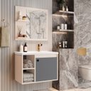 Ver imagem 1 de Conj Gab C/ Espelheira e Cuba para Banheiro Adonis - Pérola / Cinza