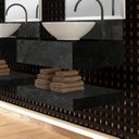 Ver mais imagens de Conjunto Max para Banheiro Espelho, Bancada com Cuba Esculpida e Prateleira em Porcelanato 60cm 