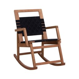 Poltrona de Balanço com Fita Trançada Garden Natural/Preto - 1