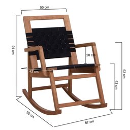 Poltrona de Balanço com Fita Trançada Garden Natural/Preto - 2