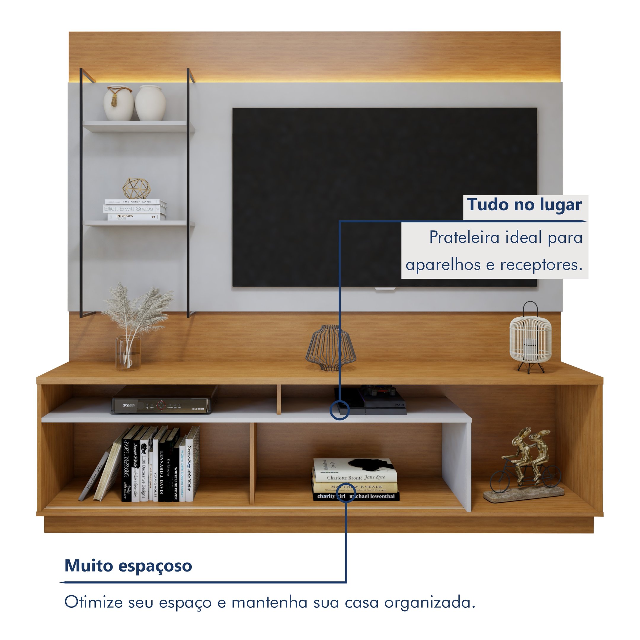 Rack com Painel Granada com LED para TV até 65 Polegadas - 4