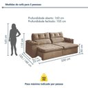 Ver imagem 4 de Sofá Toronto 3 Lugares Retrátil e Reclinável 230cm Bege Veludo