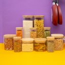 Ver imagem 5 de Kit 11 Potes de Vidro com Tampa de Bambu Herméticos Quadrados - Tüd