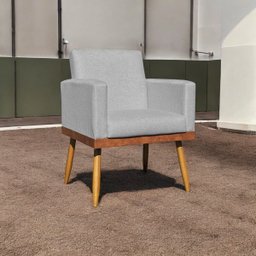 Poltrona Decorativa Nina no Linho Base Compose - Dritex:linho Cinza - 1