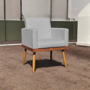 Poltrona Decorativa Nina no Linho Base Compose - Dritex:linho Cinza