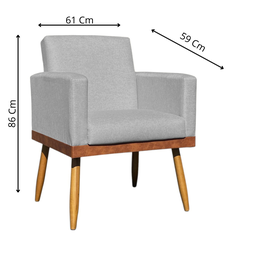 Poltrona Decorativa Nina no Linho Base Compose - Dritex:linho Cinza - 7