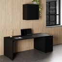 Ver imagem 1 de Mesa para Escritório com Balcão e Armário Aéreo 170cm Preto