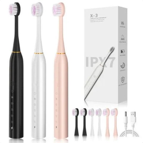 Super Kit 2 Escovas Elétrica Sônica Adulto Clean Pro Recarregável Multi Saúde