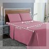 Jogo de Cama Lençol King Size 300 Fios Algodão 4 Peças Conjunto com Elástico e Fronhas:rose - 2