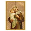 Ver imagem 1 de Quadro Santo Antônio Abraçando Menino Jesus 60x40 em Azulejos