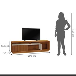 Rack para TV até 75 Polegadas 100% MDF Ripado Granada - 4