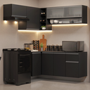 Ver imagem 1 de Armário de Cozinha Completa de Canto Suspenso 325 cm Preto Nice Madesa 01