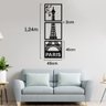 Quadro Decorativo Vazado - Torre Eiffel - 03 Peças - 40cm x 1,24m - Mdf 3mm - Preto - 2