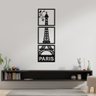 Quadro Decorativo Vazado - Torre Eiffel - 03 Peças - 40cm x 1,24m - Mdf 3mm - Preto - 1