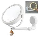 Ver imagem 1 de Espelho Giratorio 360 Graus 3 Tons Touch Led 5x Aumento Usb Bateria Recarregavel Parede Banheiro Ang