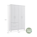 Ver imagem 4 de Guarda-Roupa Infantil 100% MDF 4 Portas e 2 Gavetas 129cm Multimóveis Crper-GRP134 Branco