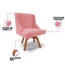 Ver imagem 3 de Kit 6 Cadeiras Estofadas Base Giratória de Madeira Lia Suede Rosê - Ibiza
