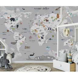 Papel de parede infantil mapa mundi para quarto de bebê M² VR54 - 4