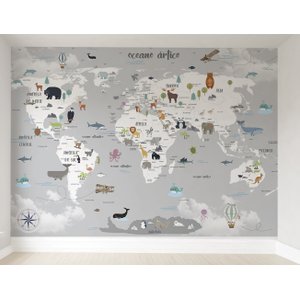 Papel de parede infantil mapa mundi para quarto de bebê M² VR54