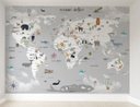 Ver imagem 1 de Papel de parede infantil mapa mundi para quarto de bebê M² VR54