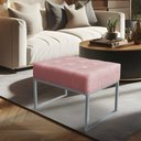 Ver imagem 2 de Kit 02 Puffs Lisa Suede Rosa Bebê Base Metálica Industrial Prata - Pallazio