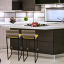 Ver imagem 6 de Kit 2 Banquetas Quadrada Junco Cappuccino para Balcão Ilha Cozinha Área Gourmet Bancada Piscina Bar