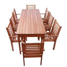 Conjunto Mesa com 8 Cadeiras Empilháveis Madeira Maciça  - 2