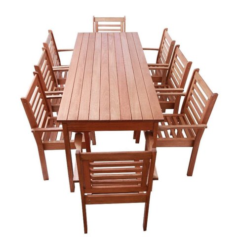 Conjunto Mesa com 8 Cadeiras Empilháveis Madeira Maciça 