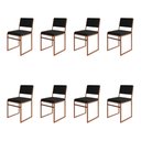 Ver imagem 1 de Kit 8 Cadeiras de Jantar Industrial Isa Assento Veludo Preto Base Cobre