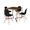 Ver imagem 6 de Mesa Jantar Industrial Quadrada 90Cm Amêndoa Base Cobre V C/4 Cadeiras Pretas Pés Cob Cor: Amendoa