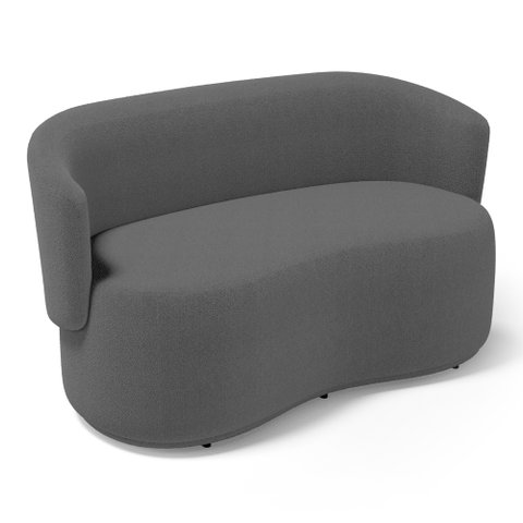 Poltrona Namoradeira Aisha 02 Lugares Orgânica Bouclê Cinza Escuro - Desk Design