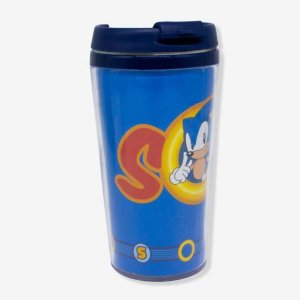 Copo com tampa Infantil Sonic Viagem 200 ml Zona criativa Copo com tampa Sonic Videogame
