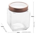 Ver imagem 3 de Kit 12 Potes de Vidro 1,2l Quadrado com Tampa Metal Mantimentos Rosé Gold Gran Gastro Lyor