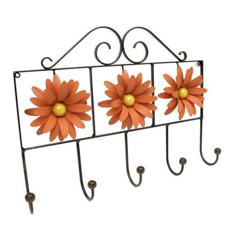 Cabide com Flor Artesanal Rústico Decorativo de Ferro para Quarto de Parede Libertas Rosas Artesanat