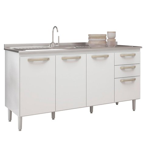 Balcão para Pia Aline sem Tampo 158 Cm Branco
