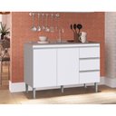 Ver imagem 2 de Balcão de Pia Cozinha 120 Cm ATHENA 2 Portas 3 Gavetas MDP 15mm Branco - Megasul