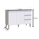 Ver imagem 4 de Balcão de Pia Cozinha 120 Cm ATHENA 2 Portas 3 Gavetas MDP 15mm Branco - Megasul