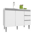 Ver imagem 1 de Balcão de Pia Cozinha 120 Cm ATHENA 2 Portas 3 Gavetas MDP 15mm Branco - Megasul