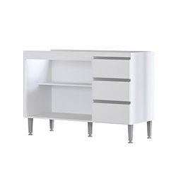 Balcão de Pia Cozinha 120 Cm ATHENA 2 Portas 3 Gavetas MDP 15mm Branco - Megasul - 5