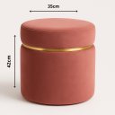 Ver imagem 3 de Puf Cinta Dourada Superior Rosa Queimado em Tecido Veludo