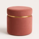 Ver imagem 2 de Puf Cinta Dourada Superior Rosa Queimado em Tecido Veludo