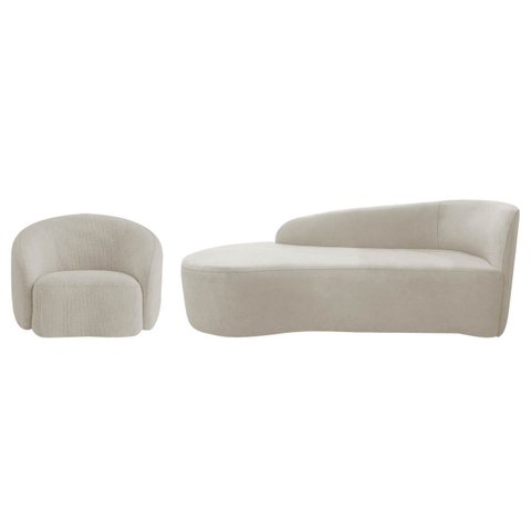 Kit Divã Recamier Orgânico França 140cm Lado Esquerdo e Poltrona Amore Linho